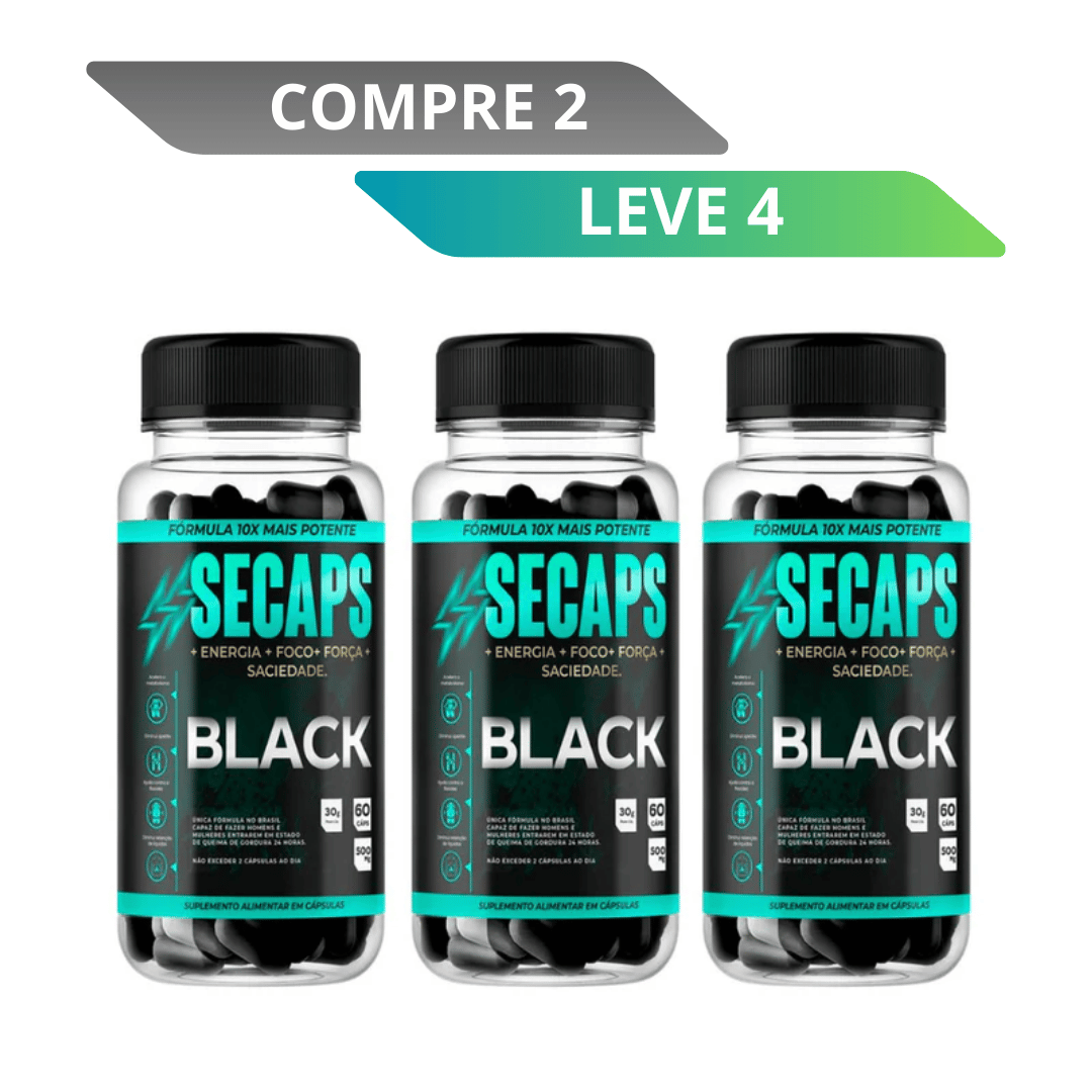 Secaps Black 60 Caps - Emagrecimento Saudável e Eficaz - Promoção Oficial